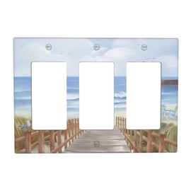 Beach Ocean Triple Rocker Decorative Light Switch Cover Plate
