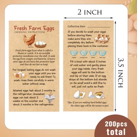 Kisston 200 Pcs Fresh Farm Eggs Handling Instruction Cards 2 x 3.5'' Christmas Egg Carton Stamp Bulk Label Cards Design for Carton Basket Farm Business Holiday Accessories (Simple Style)