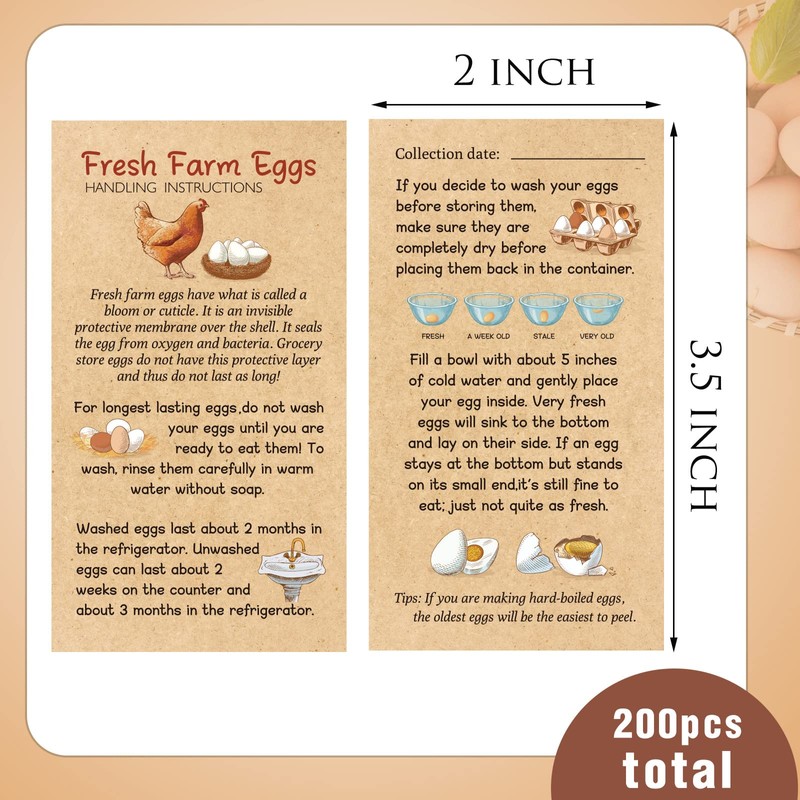 Kisston 200 Pcs Fresh Farm Eggs Handling Instruction Cards 2