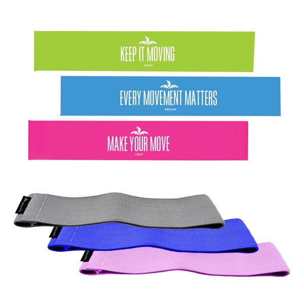 [6 Pack] Fabric & Inspirational Latex Free Resistance Loop Bands