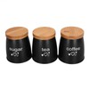 3Pcs Coffee Tea Sugar Container Set Bamboo Lid Durable Iron