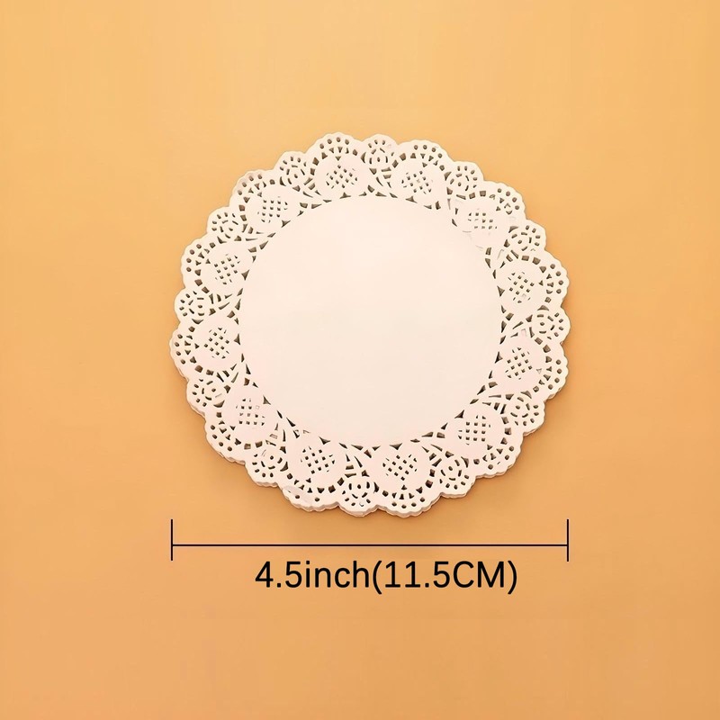 DOUSUI White Paper Doilies 100PCS,4.5 inch Round Lace Paper Doilies