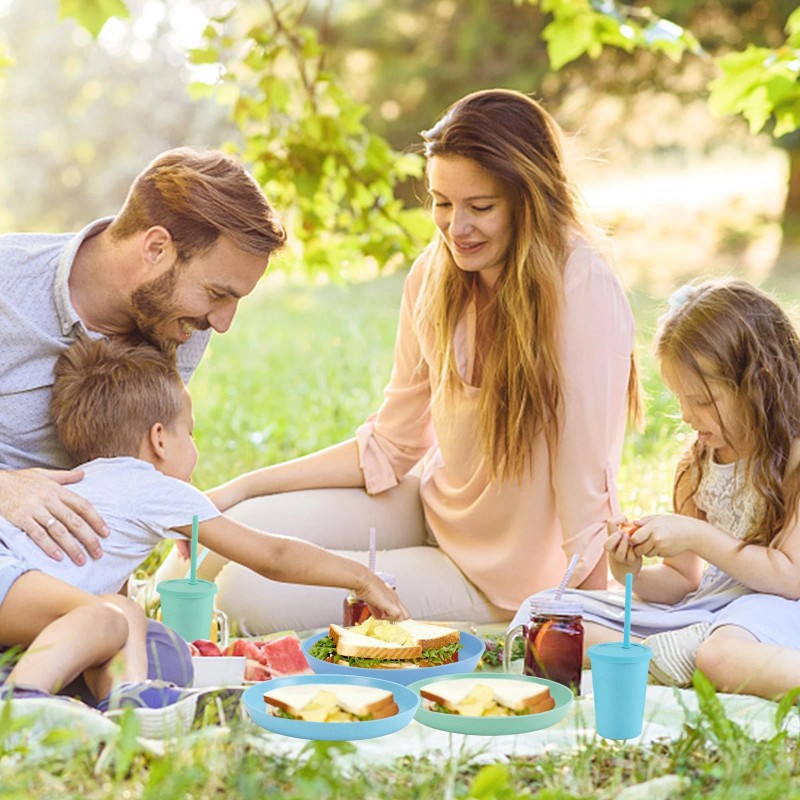 Mfacoy Wheat Straw Kids Plates and Bowls Set, Unbreakable Kids