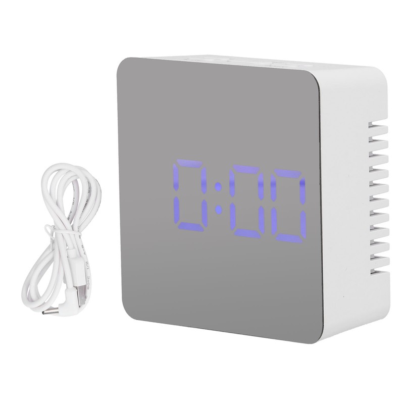 LED Mirror Clock Square Automatic Battery Powered Temperature Smart Clock