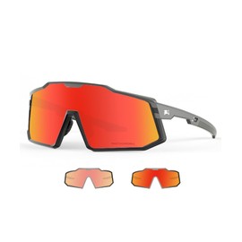 LECAGE Photochromic Cycling Glasses for Men and Women, Photochromic Polarised Sports Sunglasses, UV400 Protection, Cycling Glasses, Sports Glasses for Fast Cycling, MTB, Running (Red)