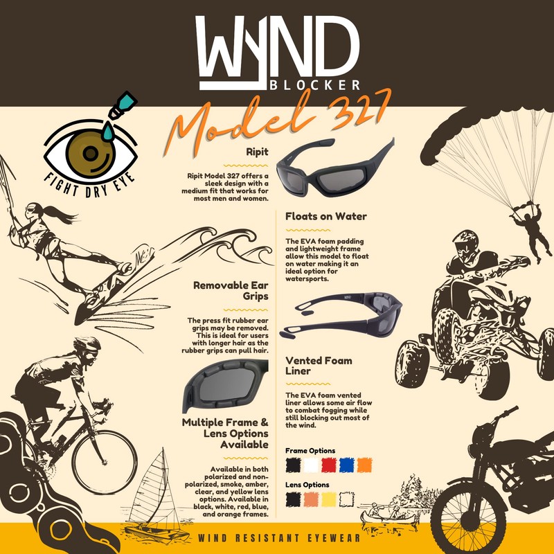 WYND Blocker Motorcycle & Biking Wind Resistant Sports Wrap Sunglasses