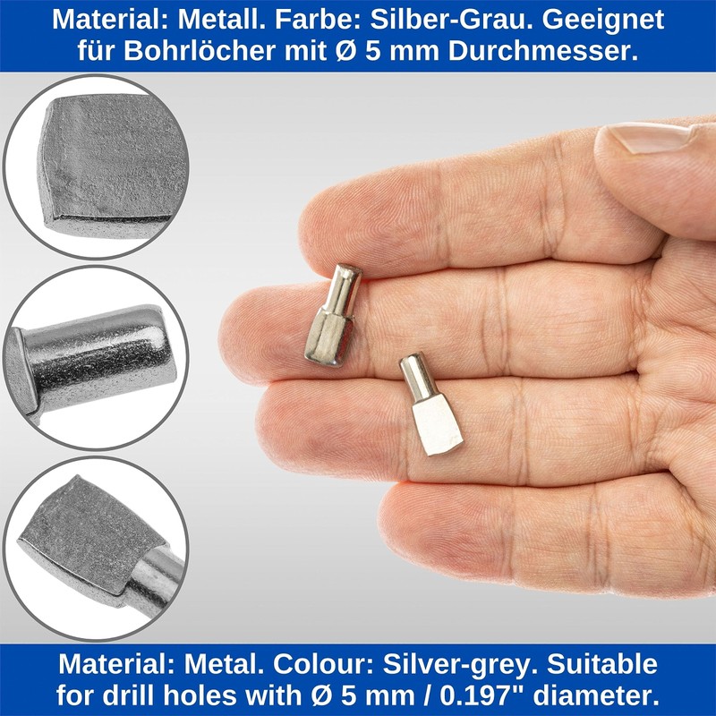 Shelf Support Pins D5, Pack of 24, Floor Support for