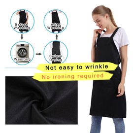 BIGHAS H Back Style Apron with Pocket for Women, Men Adjustable Large Size Comfortable, Kitchen, Home, Cooking 12 Colors (Brown)