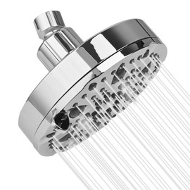 OFFO Fixed Shower Head, 9 Modes 5 inch Waterfall Shower Head with Djustable Metal Swivel Ball Joint, for Standard G1/2 Screw Thread Pipe, Bathroom Fixed Rainfall Showerheads,Chrome