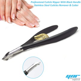 YNR Cuticle Nippers and Cuticle Pusher Manicure Tools - Professional Nail Cuticle Remover Cutter Clippers Tool for Gel Nail Art Fingernails Toenails,Stainless Steel, Travel, Gift,Spa (Black Gold)