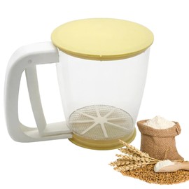 TAIZER Powdered Sugar Shaker, Mill, Powdered Sugar Mill, Powdered Sugar Sieve, Dusting Sugar Shaker, Powdered Sugar Mill, Flour Sieve, One-Handed Sieve with Lid, Powdered Sugar, Fine Mesh One-Hand