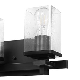 Globe-Electric 3-Piece Powder Room Set, Matte Black, 13" 2-Light Vanity Fixture, Seeded Glass Shades, Towel Ring, Toilet Paper Holder, Bathroom Decor, Lighting Over Mirror, Home Essentials