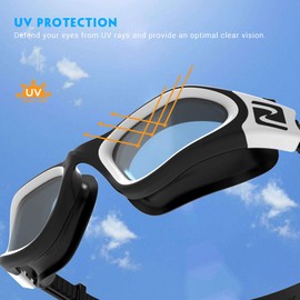 ZABERT Swimming goggles for men, women, adults, W1 professional diving goggles, swimming goggles, anti-fog UV400 protection, competition triathlon swimming pool, black, white, clear lenses