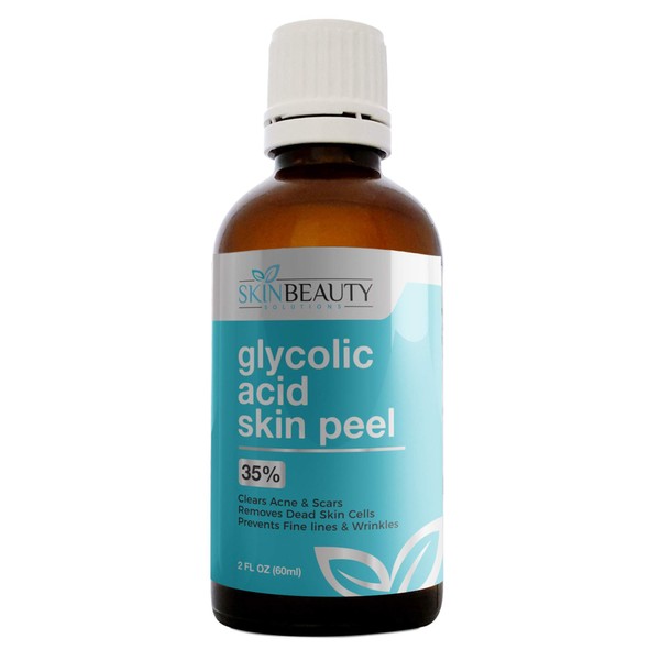 GLYCOLIC Acid 35% Skin Chemical Peel - Unbuffered - Alpha Hydroxy (AHA) For Acne, Oily Skin, Wrinkles, Blackheads, Large Pores,Dull Skin (2oz / 60ml)