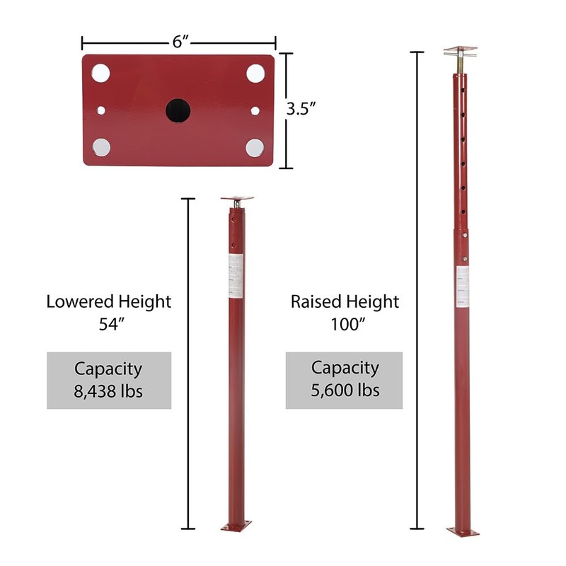 Vestil FJB-100 Basement Floor Jack 100 In. Maximum Height 5,600