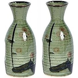 JapanBargain 2 Pack Porcelain Saki Carafe Sake Bottle Decanter 9.5 oz Made in Japan S-2727x2