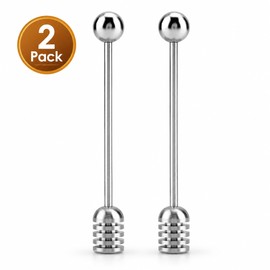 304 Stainless Steel Honey Dipper Spoon 2 Pack for Drizzling and Stirring – Reusable Honey Serving Tool for Tea and Desserts