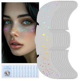 Noerrors Glitzer-Sommersprossen-Gesichtstattoo, 10 Stück Multichrome holographische Glitzer-Flecken-Patches, wasserfeste metallische niedliche Stern-Tattoo-Aufkleber Makeup