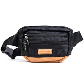 Wilderdog Utility Fanny Pack stores Treats, Balls, Keys in 3 Pockets with adjustable strap and Poop Bag dispenser (Black)