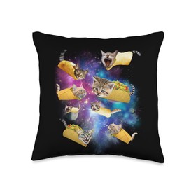 Burrito Pizza and Taco Cat in Space - Tacocat Tee Gift Idea Throw Pillow