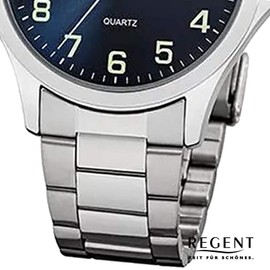 Regent Herren Analog Quarz Uhr mit Edelstahl Armband 11150619