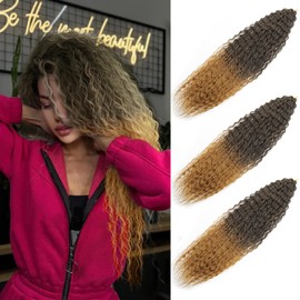 Deep Wave Twist Crochet Hair 18 Inch 3 Packs/Lot 90g/Pack Ocean Wave Crochet Braiding Hair Long Soft Deep Curly Braiding Hair for Boho Braids(1B/27#)