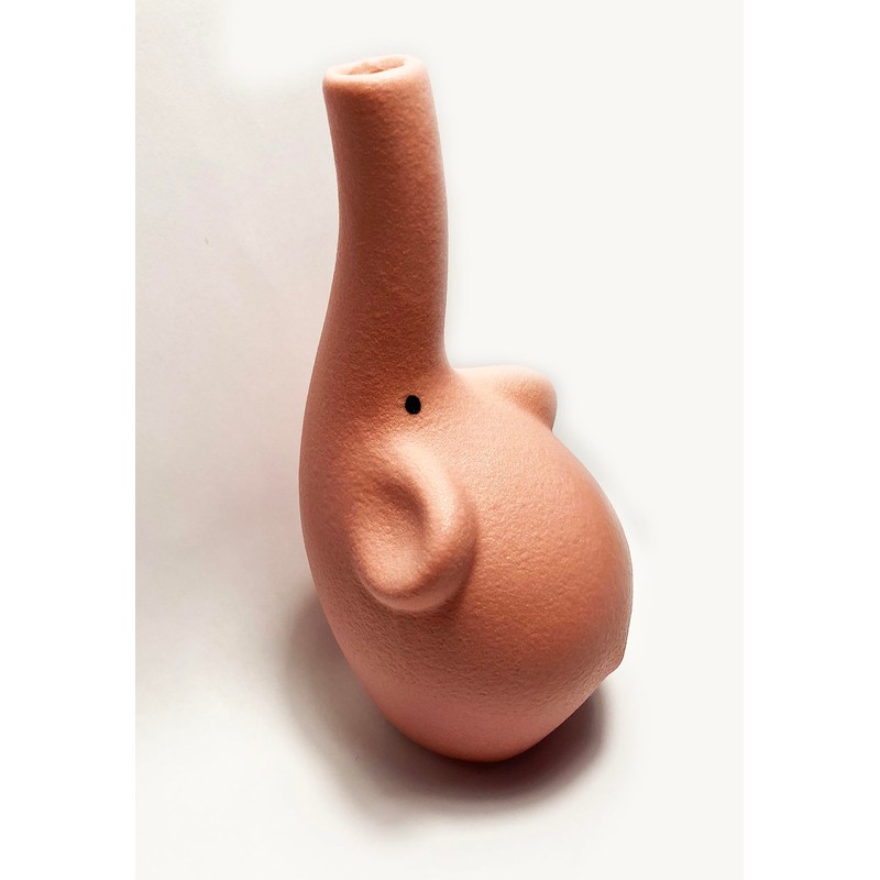 Stylish Pink Elephant Trunk Textured Ceramic 6 Inch High Bud