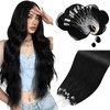 Moresoo Hair Extensions Microlink Human Hair Jet Black Micro Link