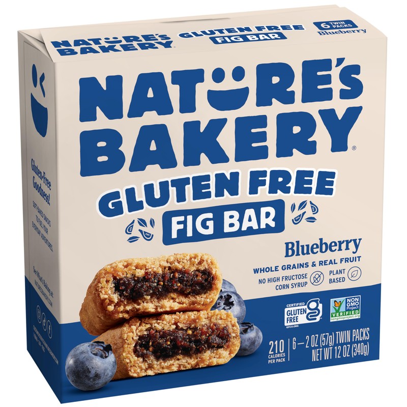 Nature’s Bakery Gluten Free Fig Bars, Blueberry, Real Fruit, Vegan,