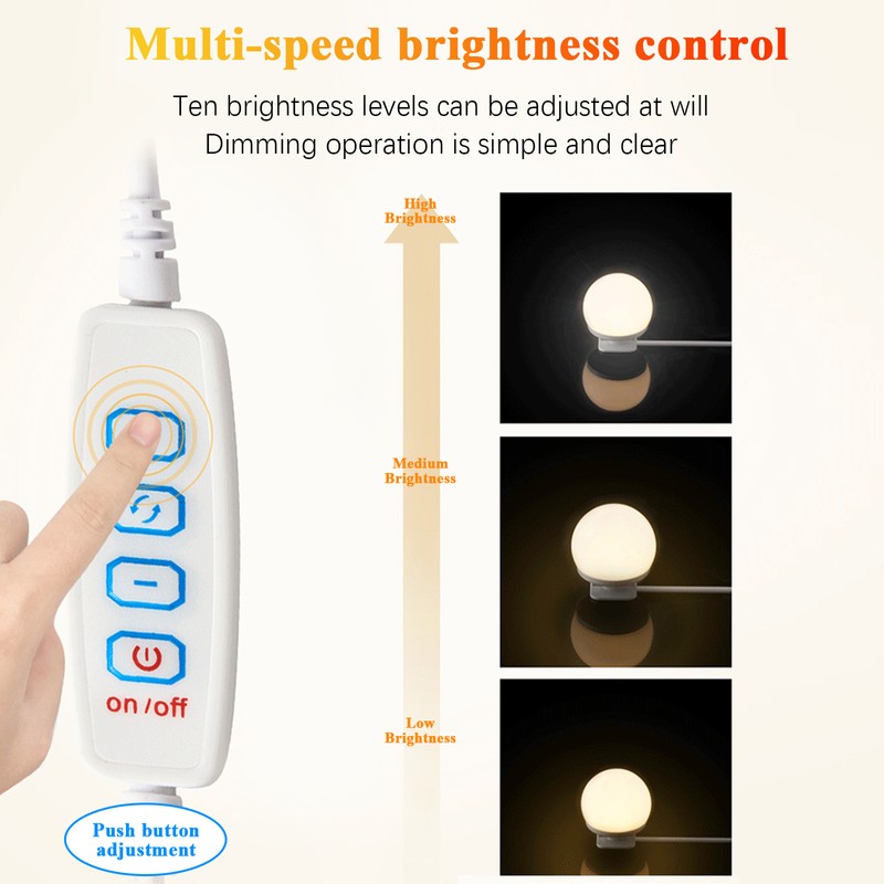 Mirror Front Light USB Makeup Light Tri-color Dimming Mirror Light