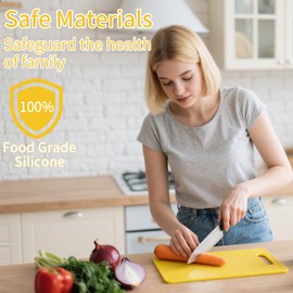 JUSTHERE Silicone Cutting Boards for Kitchen 11.8''x 8.6'', BPA Free Flexible Cutting Board Cutting Mat for Meat, Vegetables and Fruit, Cutting Boards for Kitchen Dishwasher Safe (Yellow)