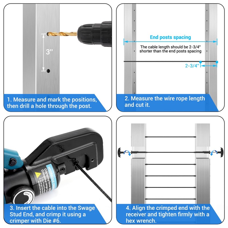 Steel DN Mate 10 Pack Black Invisible Cable Railing kit