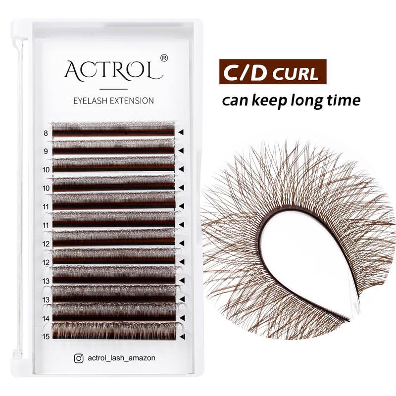 ACTROL W 4D Eyelashes Extension Lashes Brown D Curl 0.07mm