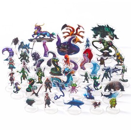 DND Miniatures Coastal Swamp & Underwater Dungeons and Dragons Starter Set Minis for D&D 5E Pathfinder Flat Acrylic Figures TTRPG Tabletop RPG Games Accessories Gift for DM-A