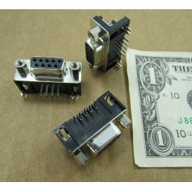 SherrodSurplus 10 Female D-Sub Connectors DE-9 Pin Angle PC Board Mount Screw Terminal PCB