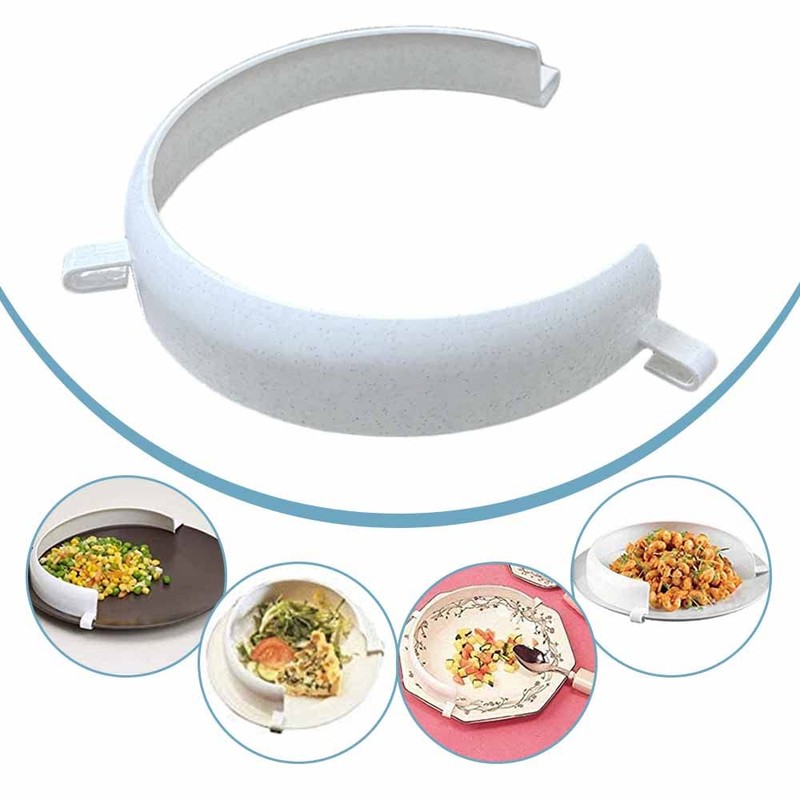 Food Plate Clip-On Guard, Reusable Scooping Food Spill Prevention Eating