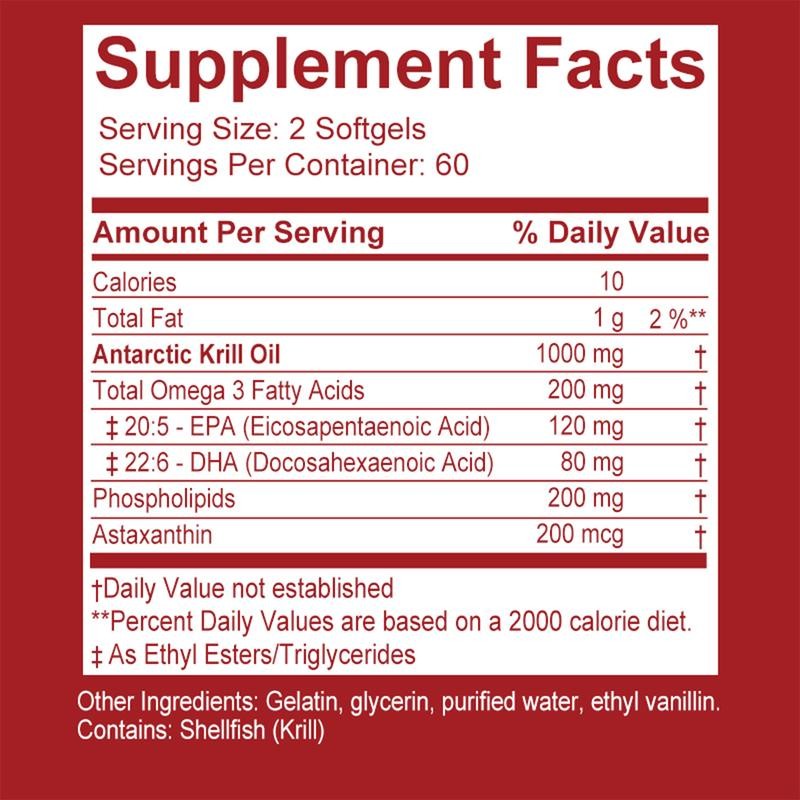 Pslalae Antarctic Krill Oil 1000 mg with Omega-3s EPA, DHA,