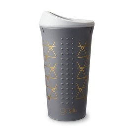 Gosili 16 Oz Coffee Cup with Lid and Printed Thermal Sleeve (Grey Print)