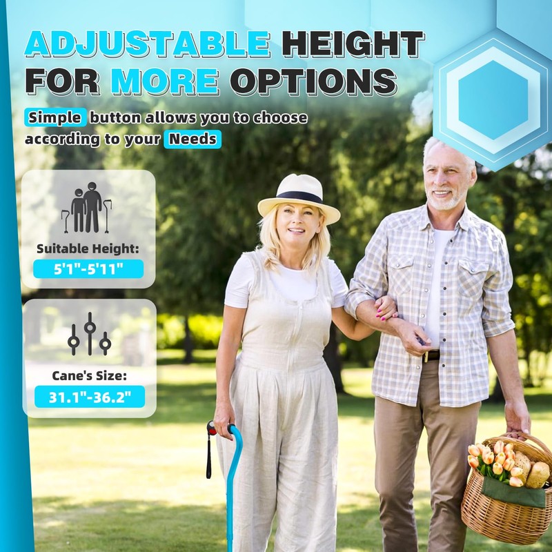 BigAlex Collapsible Walking Cane for Men & Women, Adjustable Stability