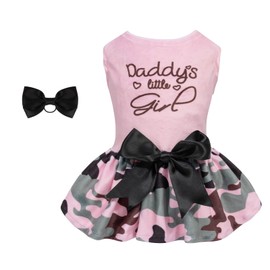 CuteBone Daddy's Little Girl Dog Dress for Small Dogs Pink Skirt Puppy Velvet Dresses Dog Clothes CVA21M-D