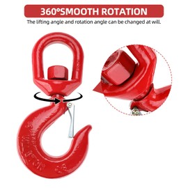 NORJIN 11 Tons Swivel Hook, Heavy Duty Universal Grade 80 Alloy Steel Swivel Eye Hook with Latch, Crane Hook Hoist Hook Lifting Hook Rigging for Lifting Chains Industry Port Transportation