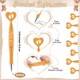 Qeeenar 50 Set Baby Shower Favors for Guest 1 Thank You for Coming Sign 50 Heart Shaped Ballpoint Pens 50 Thank You Cards with Twine Baby Shower Gender Reveal Party Return Gifts (Brown)