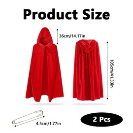 Red Cape, Cape, Cosplay Accessories Kids Fancy Dress Costume Witch Velvet Vampire Cape Hooded 90cm Cape Costumes Christmas