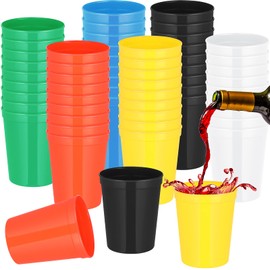 60 Pieces 16oz Reusable Plastic Kids Stadium Cups Bulk Blank Plastic Tumbler Colorful Kids Drinking Cups Large Plastic Cups for Birthday Picnics Sports Event Wedding Party Supplies (Elegant Colors)