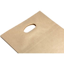 PTP BAGS Natural 11" x 6" x 11" Die Cut Tote Bags [Pack of 100] Kraft Paper Gift, Food Service Bags