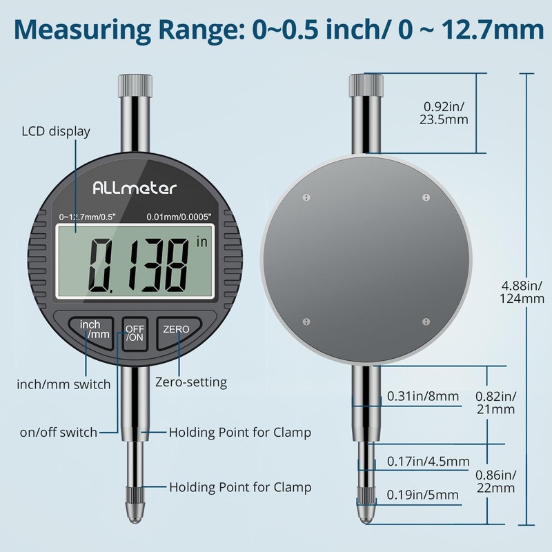 ALLmeter Dial Indicator Bore Gauge with 0.7"-6"/0.0005" Measuring Range Dial