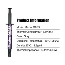 CTG9 Thermal Paste (4g), 13.5W/m.k Enhanced Thermal Compound for Optimal CPU, GPU Cooling, Non-Conductive, Durable for Gaming and Professional Use