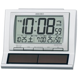 Seiko clock alarm clock Hybrid Solar Atomic Digital Calendar Temperature Humidity Display White Pearl sq751 W Seiko