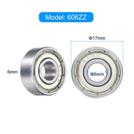 uxcell 30pcs 606ZZ Miniature Deep Groove Ball Bearings 6x17x6mm Double Sealed Bearings for Electric Motor, Home Appliances, Garden Machinery Silver Tone