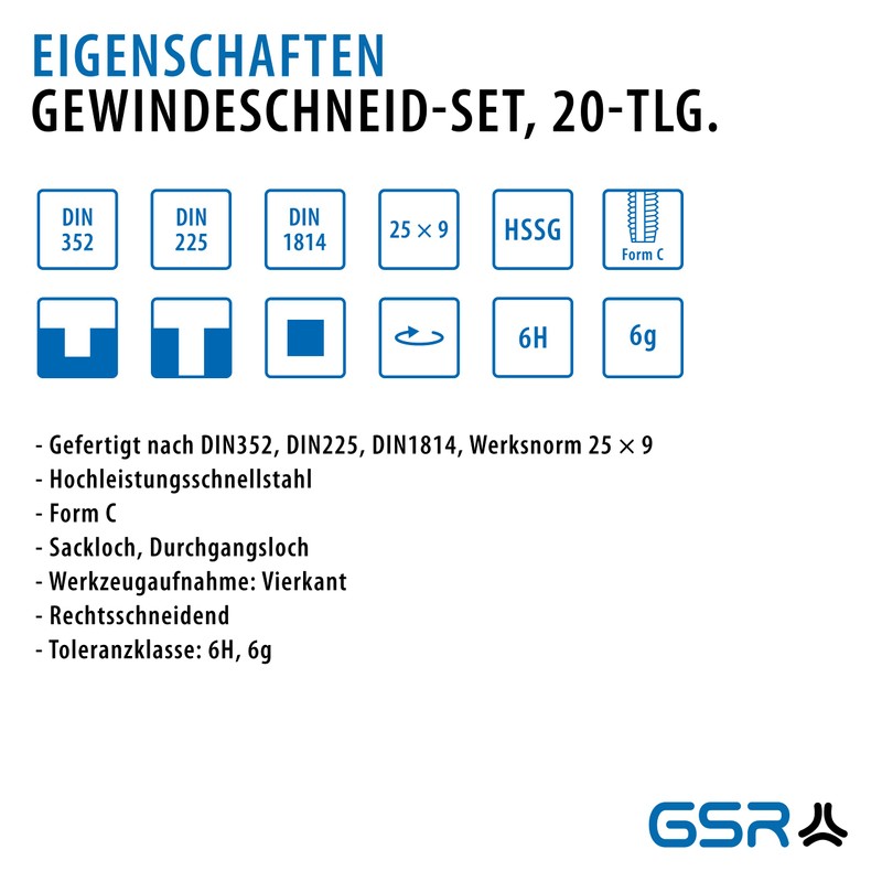 Professional Tap And Die Set 20 Piece HSS-G – Metric